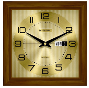 Scientific Day & Date Wooden Wall Clock SO450 சயின்டிஃபிக் நாள் & தேதி மர சுவர் கடிகாரம் SO450
