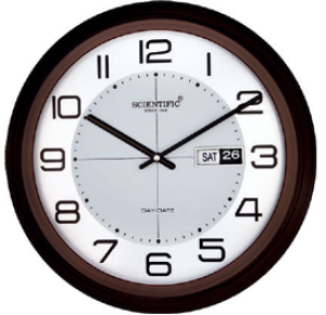 Scientific Day & Date Wooden Wall Clock SO440Silver சயின்டிஃபிக் நாள் & தேதி மர சுவர் கடிகாரம் SO440Silver