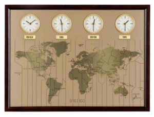 Seiko Multi Time Zone Wall Clock QXA722B சீகோ மல்டி டைம் ஜோன் சுவர் கடிகாரம் QXA722B