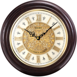 Seiko Oak Wood Musical with Ornamental Dial and Roman Numerals Wall clock  QXM342B  சீகோ ஓக் வுட் மியூசிக்கல் அலங்கார டயல் மற்றும் ரோமன் எண்களுடன் கூடிய சுவர் கடிகாரம் QXM342B