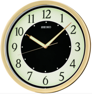 Seiko Gold with Black and White Dial Lumibrite Wall Clock QXA472G சீகோ கோல்டு கருப்பு மற்றும் வெள்ளை டயல் லுமிப்ரைட் சுவர் கடிகாரம் QXA472G