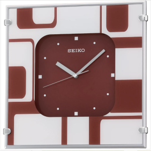 Seiko Modern Maroon and White Wall Clock QXA475R சீகோ மாடர்ன் மெரூன் மற்றும் வெள்ளை சுவர் கடிகாரம் QXA475R