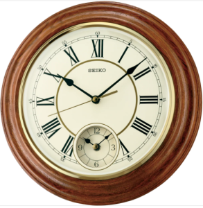 Seiko Oak Wood Dual Time Wall Clock QXA494B சீகோ ஓக் மர இரட்டை நேர சுவர் கடிகாரம் QXA494B