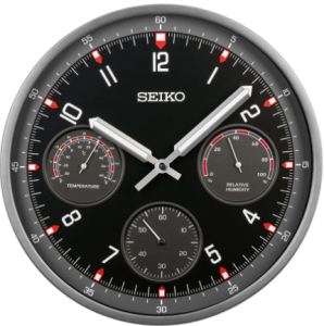 Seiko Luminous Thermometer Hygrometer Wall Clock QXA823K சீகோ லுமினஸ் தெர்மோமீட்டர் ஹைக்ரோமீட்டர் சுவர் கடிகாரம் QXA823K