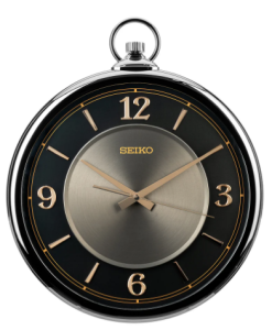 Seiko Contemporary Black Grey Décor Wall Clock QXA843K சீகோ சமகால கருப்பு சாம்பல் அலங்கார சுவர் கடிகாரம் QXA843K