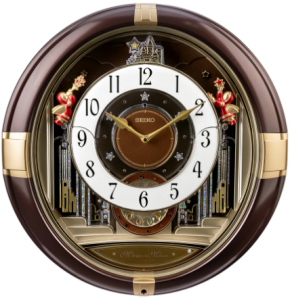 Seiko Gold and Brown Melodies in Motion Wall Clock QXM613B சீகோ கோல்ட் மற்றும் பிரவுன் மெலடிஸ் இன் மோஷன் சுவர் கடிகாரம் QXM613B